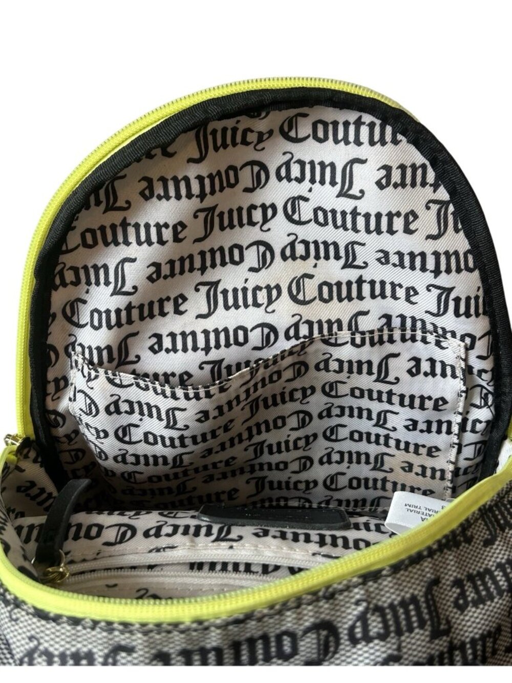 Juicy Couture Y2K Mini Backpack Coin Purse Logo Print Neon Trim Black Pink - Picture 11 of 16